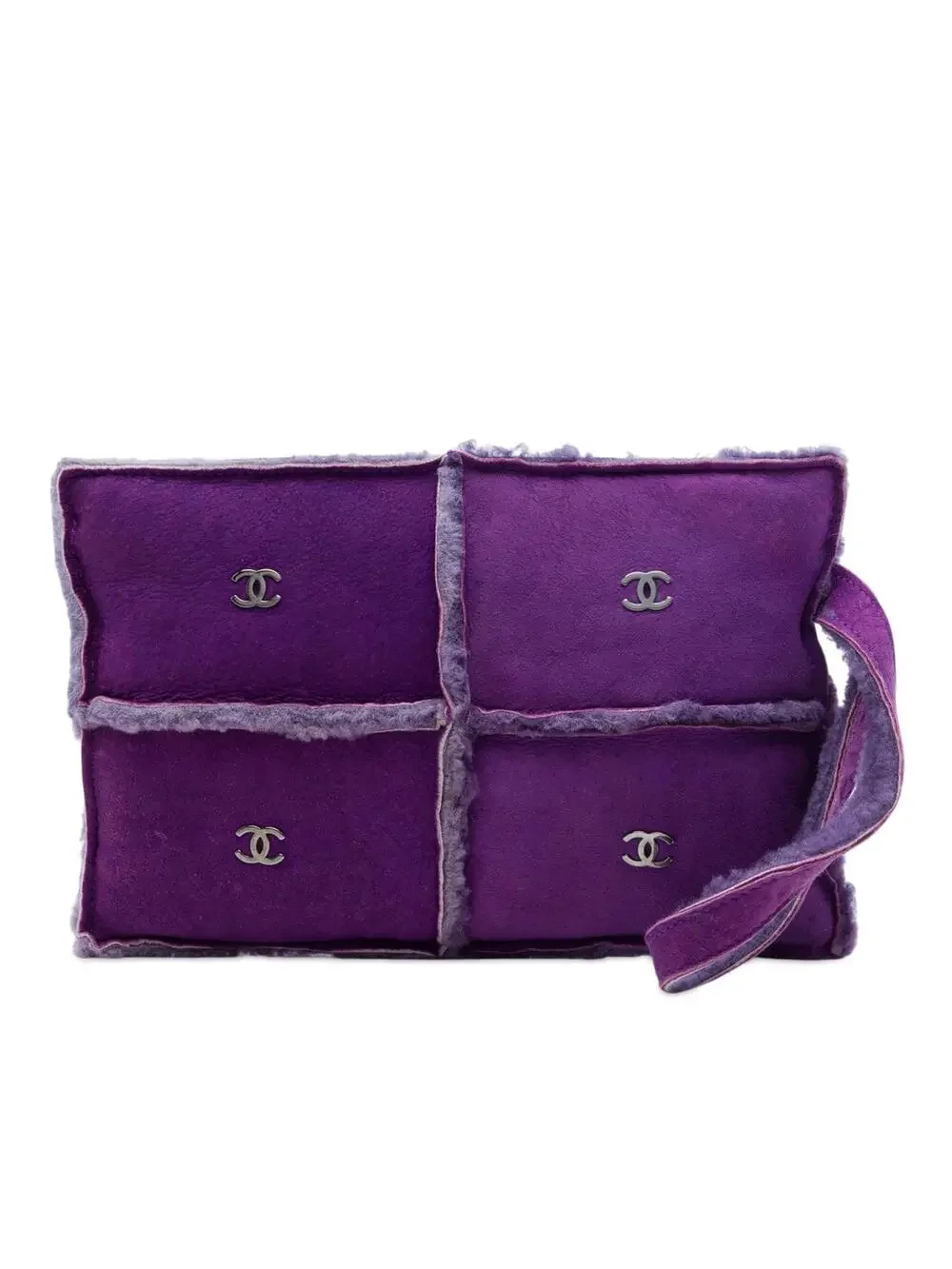 Chanel Cc Suede And Shearling Clutch #300385C10B